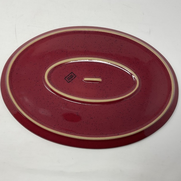 Denby Harlequin (retired) Stoneware 14” Red Oval Serving Platter - Picture 2 of 4